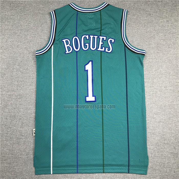 Camiseta Charlotte Hornets Muggsy Bogues NO 1 Hardwood Classics 1992-93 Verde